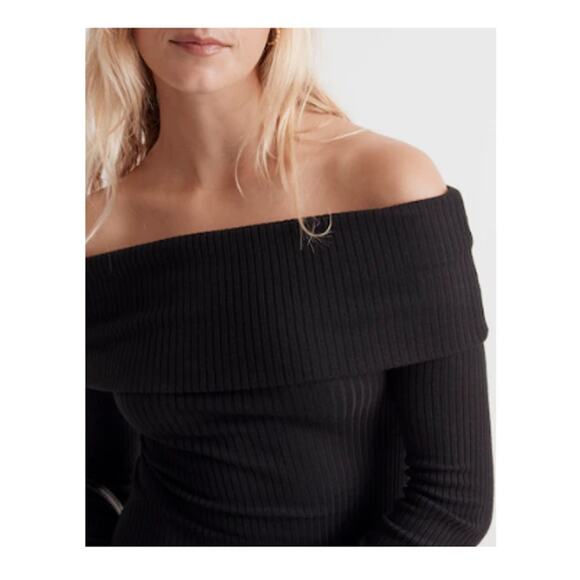 Madewell Black Off-Shoulder Long-Sleeve Top Size XS - Picture 4 of 12
